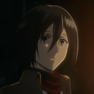 ❤️ Mikasa Ackerman Attack on Titan อนิเมะ, ตัวละคร, ผู้หญิง, จริงจัง, ผมประบ่า, เอเชีย whatsapp sticker