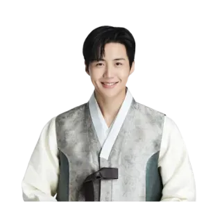 🤍 pria, potret, korea, pakaian tradisional, senyum, aktor telegram sticker