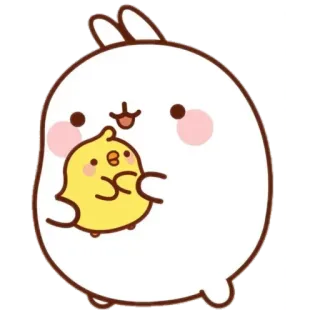 ☁️ Molang モラン, プイプイ, かわいい, 可愛い, うさぎ, ひよこ, 友情 telegram sticker