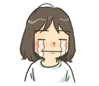 😢 울음, 슬픈, 감정적인, 소녀, 눈물, 만화 whatsapp sticker