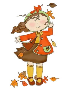 🍂 가을, 소녀, 잎, 가을, 만화, 귀여운 telegram sticker