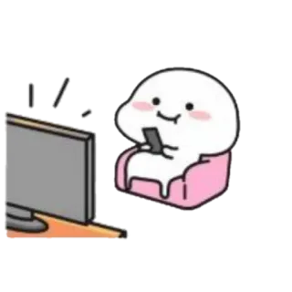 🪐 guardando la tv, cartone animato, relax, casa, carino telegram sticker