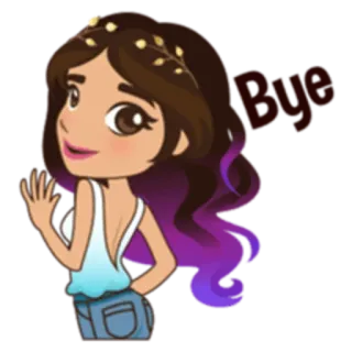 👋 Bye woman, cartoon, wave, goodbye, girl, brunette telegram sticker