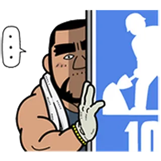 👀 homem, trabalhador da construção, gesto ofensivo, desenho animado, adesivo telegram sticker