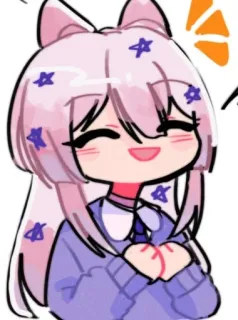 🧼 Anime-Mädchen, Cartoon, Süß, Sterne, Kawaii, Lächelnd telegram sticker