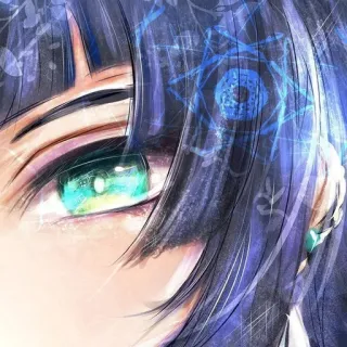 🧿 Anime, Mắt, Tóc, Xanh lam, Xanh lục telegram sticker