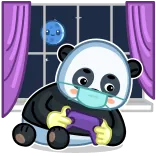 🎮 panda, máscara, gaming, lua, desenho animado, noite, janela whatsapp sticker