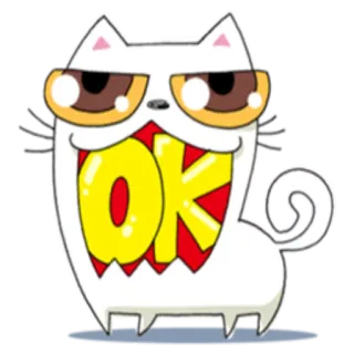 👌 OK kot, ok, kreskówka, zwierzę, naklejka whatsapp sticker