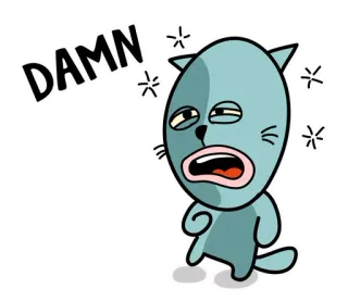 😷 DAMN 고양이, 젠장, 표정, 피곤, 만화 telegram sticker
