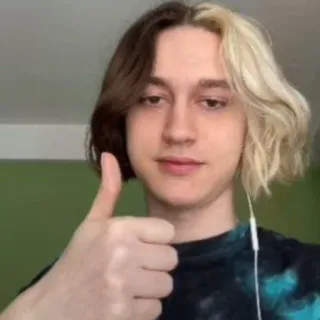 👍 Osoba, Nastolatek, Mężczyzna, Kciuk w górę, Na co dzień, Portret, W pomieszczeniu telegram sticker