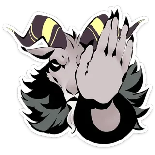 🫷 ariete, mano, arrabbiato, capra, corna, animale telegram sticker