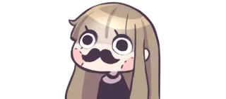 🤠 Cartoon, Mädchen, Schnurrbart telegram sticker