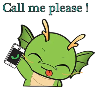 😉 Call me please! naga, telepon, kartun, imut, binatang, panggilan telegram sticker