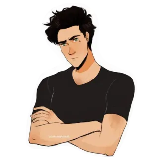 🤔 man, arms crossed, serious, t-shirt, cartoon telegram sticker