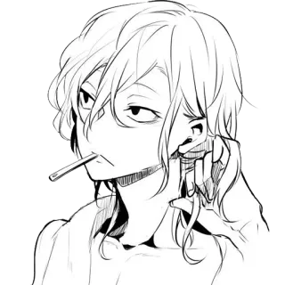 😗 Anime, Manga, Rauchen, Zigarette, Charakter, Illustration telegram sticker