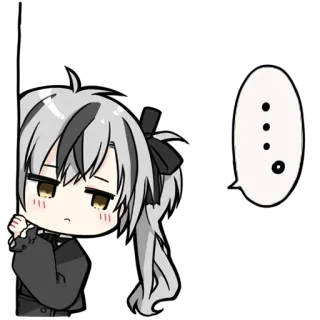 😐 ... Аниме, Манга, Чиби, Милый, Девушка, Думает, В замешательстве telegram sticker