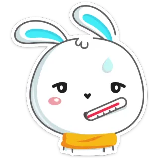 🤒 conejo, enfermo, termómetro, conejito, dibujos animados, animal, lindo, personaje telegram sticker