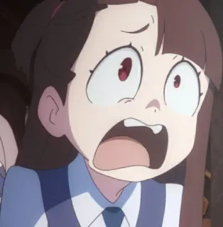 😫 Atsuko Kagari Little Witch Academia Anime, Scioccata, Faccia, Ragazza, Cartone animato telegram sticker