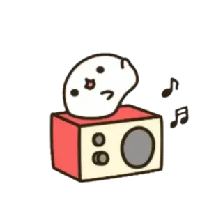 🍥 naklejka, kreskówka, muzyka, radio, kawaii, słodkie telegram sticker