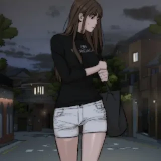 💌 Frau, Mode, Straße, Cartoon, Anime, Mädchen, Nacht, Stil telegram sticker