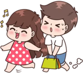 😄 만화, 커플, 쇼핑, 관계, 귀여운 whatsapp sticker