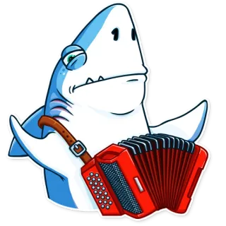 😐 Акула, Аккордеон, Мультфильм, Животное, Музыка, Музыкальный инструмент telegram sticker