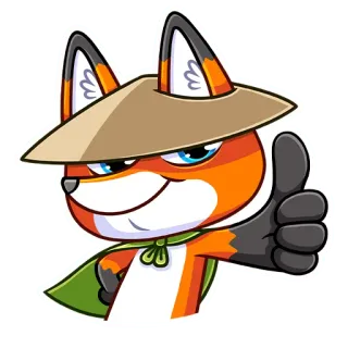 👍 fuchs, tier, cartoon, daumen hoch, positiv, zustimmung telegram sticker