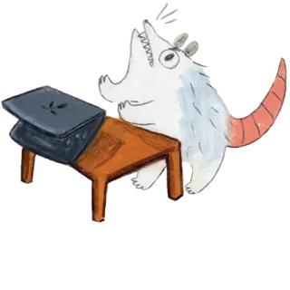 💻 szczur, laptop, biurko, zwierzę, kreskówka telegram sticker