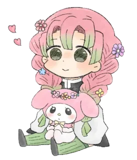💖 Mitsuri Kanroji Demon Slayer 动漫, 漫画, Q版, 卡哇伊, 可爱, 同人, 鬼灭之刃 whatsapp sticker
