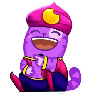 ❤️ kot, kreskówka, fioletowy, turban, śmiejący się, szczęśliwy telegram sticker