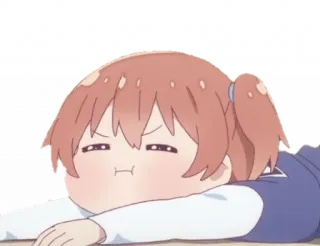 😑 Anime, Mono, Chica, Acostada, Dibujos animados, Divertido telegram sticker