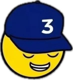 😌 emoji, smiley face, baseball cap, number 3 telegram sticker