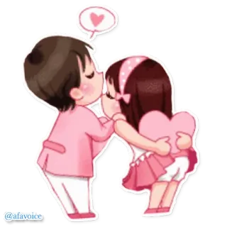 🌸 @afavoice Kreskówka, Miłość, Pocałunek, Para, Serce, Uczucie, Romans, Słodkie telegram sticker