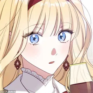 🖤 Anime, Femme, Cheveux blonds, Boucles d'oreilles, Dessin animé telegram sticker