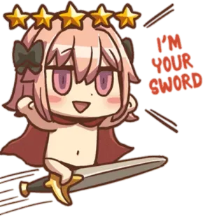 🔝 I'M YOUR SWORD Anime, Desenho Animado, Espada, Estrelas, Chibi, Cabelo Rosa telegram sticker