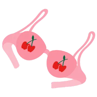 👙 bra, ceri, lingerie, merah muda, pakaian, pakaian dalam telegram sticker