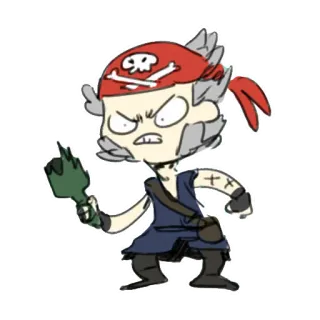 😡 pirate, cartoon, angry, skull, bandana, middle finger telegram sticker