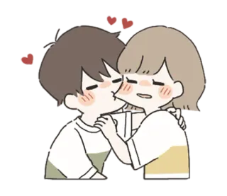 🌟 pasangan, cinta, ciuman, kartun, imut whatsapp sticker