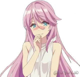 🥰 Anime, Rougeurs, Cheveux roses, Féminin, Sourire telegram sticker