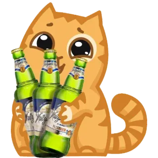 😱 Fulty Fulty 고양이, 맥주, 알코올, 만화 telegram sticker