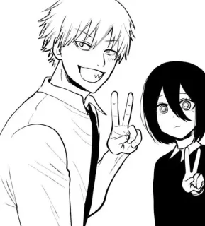 💈 Anime, Manga, Friedenszeichen, Cartoon, Illustration, Schwarzweiß whatsapp sticker