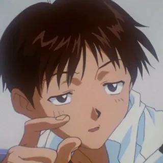 😏 Shinji Ikari Neon Genesis Evangelion Anime, Sedih, Gugup, Remaja, Robot, Eva telegram sticker