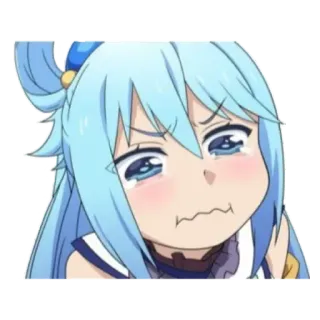💟 Aqua Animé, Pleurs, Dessin animé, Expression, Triste, Aqua, Konosuba whatsapp sticker
