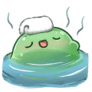🛀 слайм, ванна, расслабление, милый, зеленый, мультфильм telegram sticker