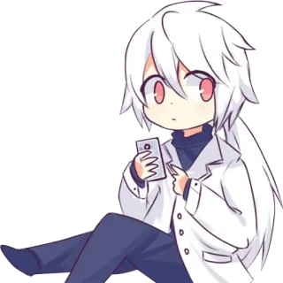 😶 Chibi, Anime, Süß, Kawaii, Weiße Haare, Charakter, Manga telegram sticker
