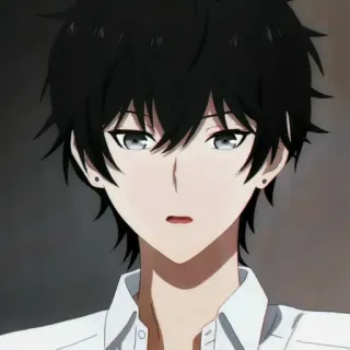 🕳 Anime, Personaje, Pelo negro, Masculino, Chico, Dibujo animado whatsapp sticker