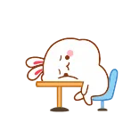 🙁 mengantuk, kelinci, kartun, lelah, meja, kelelahan, lucu telegram sticker