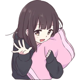👋 Anime, Cô gái, Dễ thương, Hoạt hình, Nhân vật, Kawaii telegram sticker