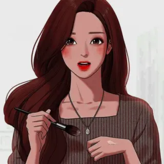 🛍 frau, make-up, schönheit, kosmetik, cartoon, animation, brünette telegram sticker