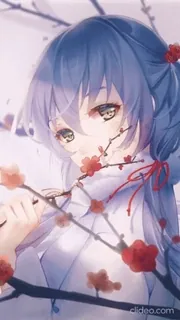 ✨ ragazza anime, inverno, fiori, arte, illustrazione, carino telegram sticker